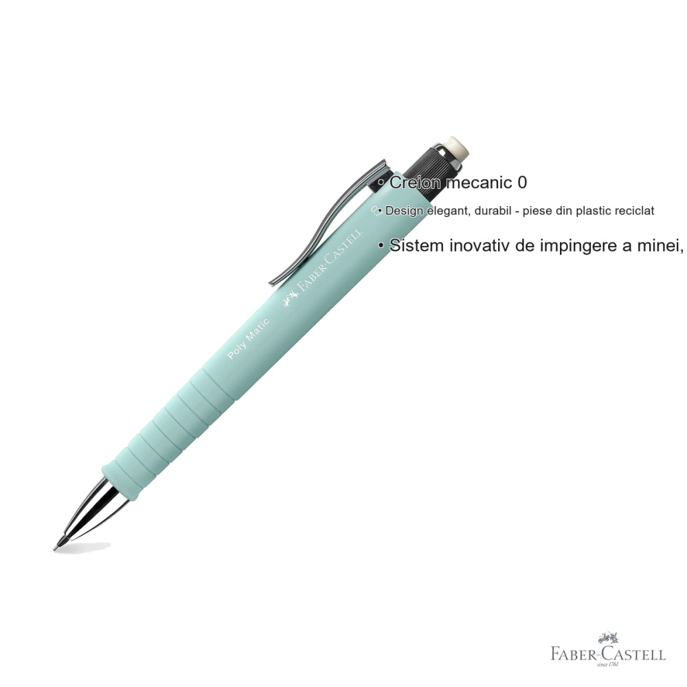 Creion mecanic Faber-Castell Poly Matic 0.7mm bleu Caraibe, grip ergonomic triunghiular [3]
