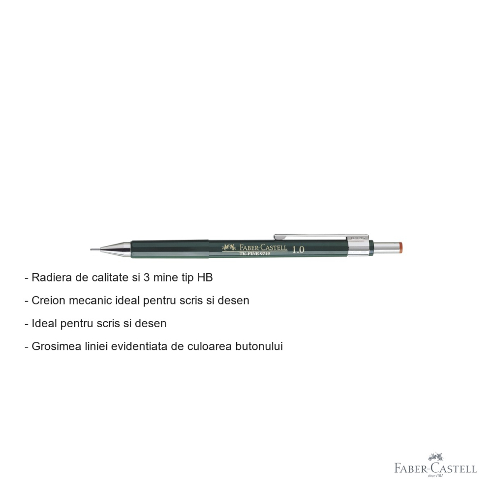 Creion mecanic Faber-Castell TK-Fine 1.0mm, varf retractabil, pentru scris si desen [2]