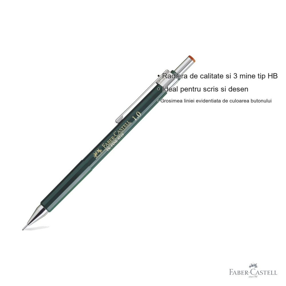 Creion mecanic Faber-Castell TK-Fine 1.0mm, varf retractabil, pentru scris si desen [3]