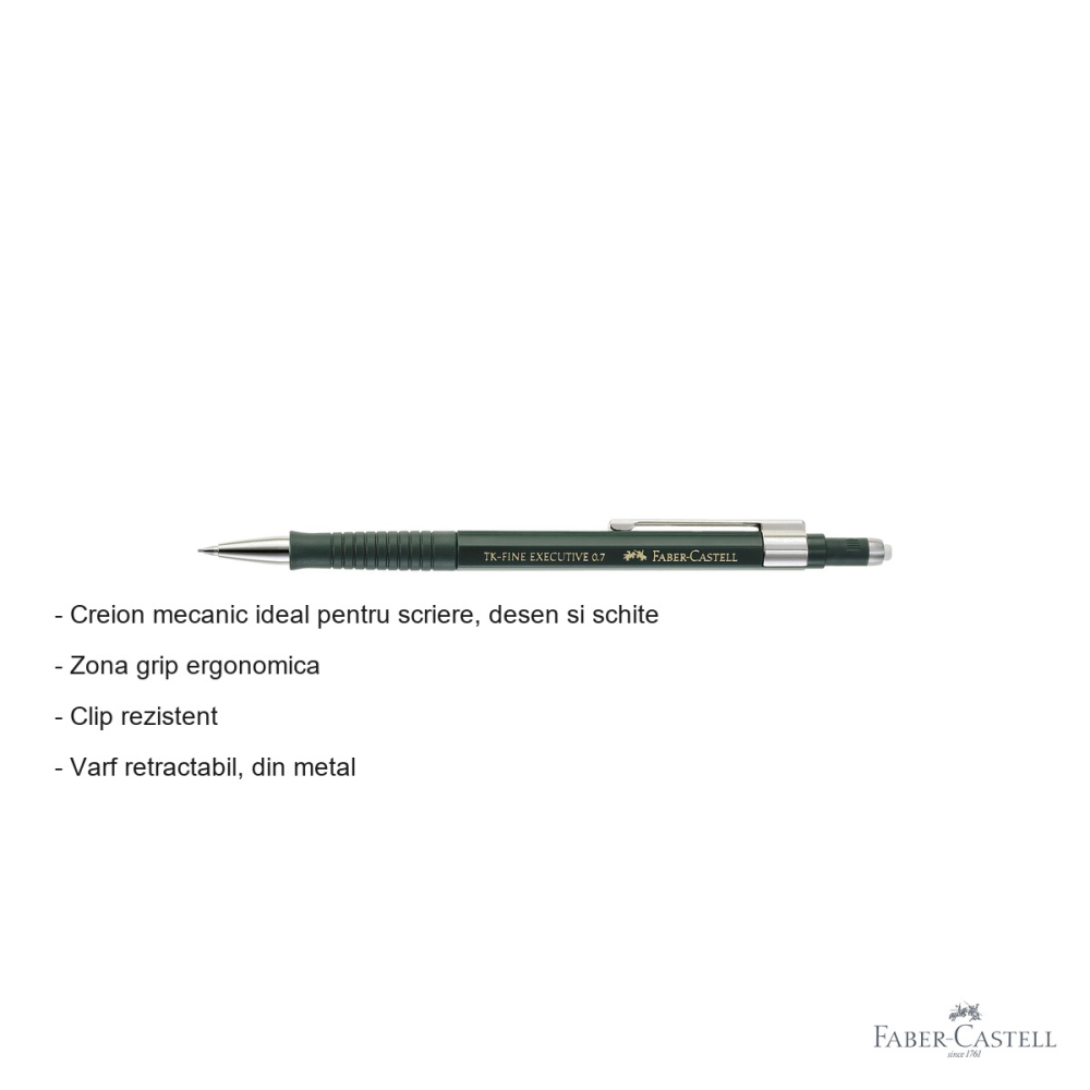 Creion mecanic Faber-Castell TK-Fine Executive 0.7mm, varf retractabil, pentru scriere si desen tehnic [2]