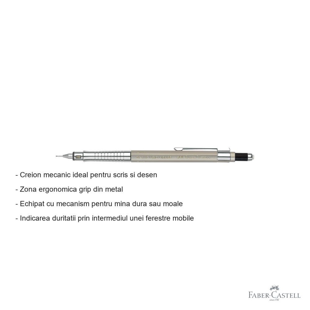 Creion mecanic Faber-Castell TK-Fine Vario L 0.35mm auriu sampanie pentru desen tehnic si scris precis [2]