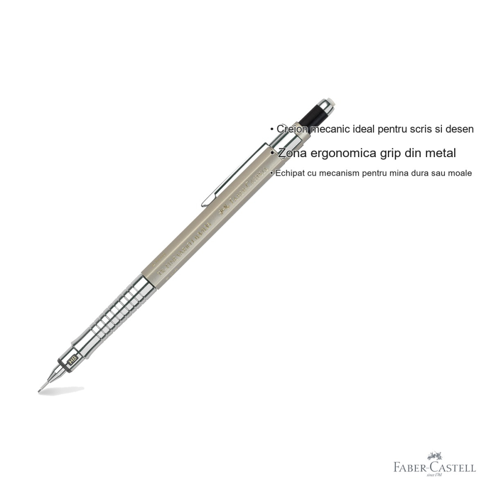 Creion mecanic Faber-Castell TK-Fine Vario L 0.35mm auriu sampanie pentru desen tehnic si scris precis [3]