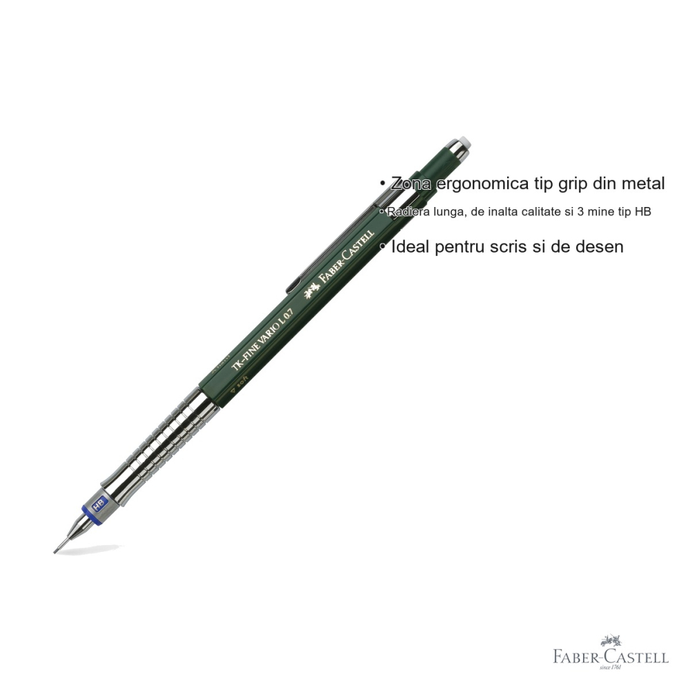 Creion mecanic Faber-Castell TK-Fine Vario L 0.7mm cu mecanism duritate ajustabila, pentru scris si desen tehnic [3]