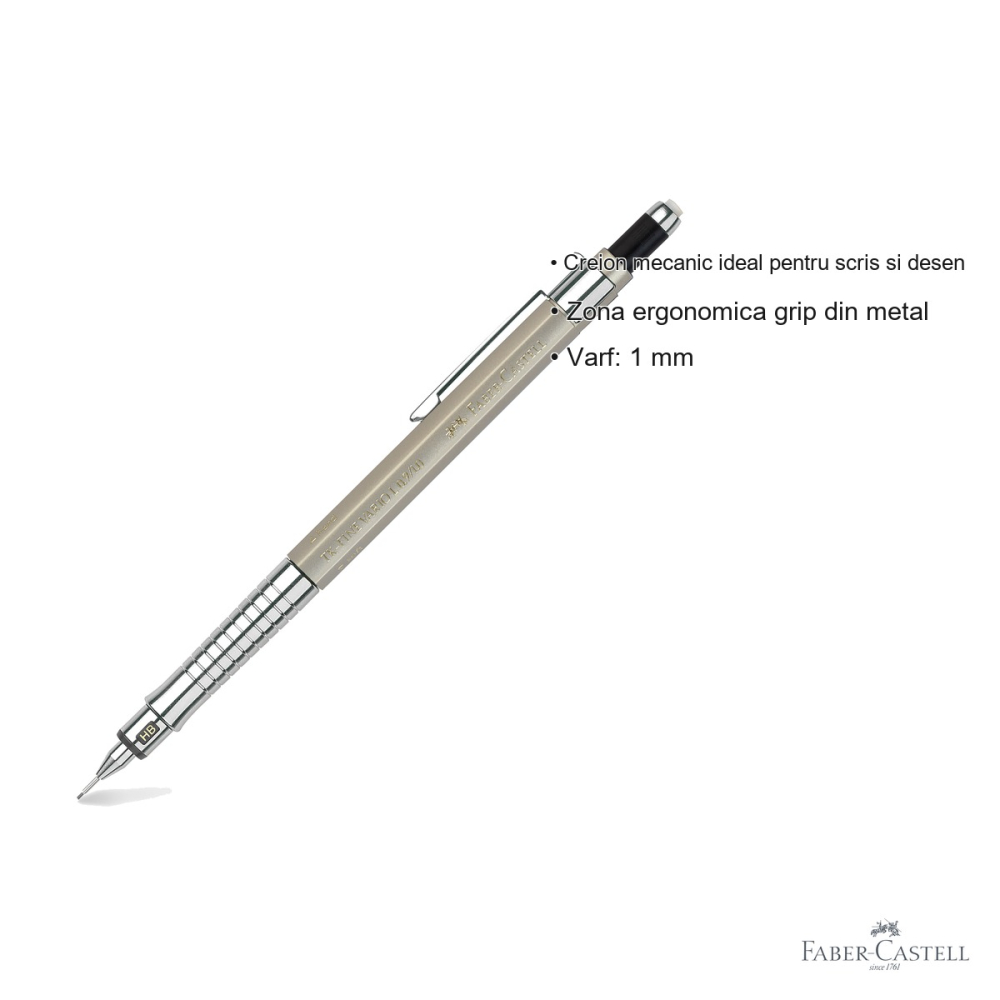 Creion mecanic Faber-Castell TK-Fine Vario L 1.0mm, corp auriu sampanie, pentru scris si desen tehnic [3]