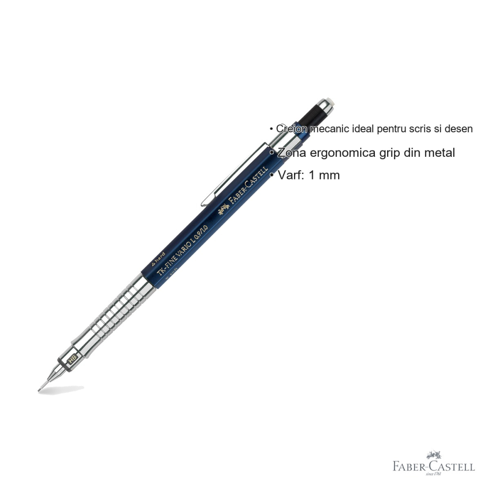 Creion mecanic Faber-Castell TK-Fine Vario L 1.0mm cu grip metalic pentru scris si desen [3]
