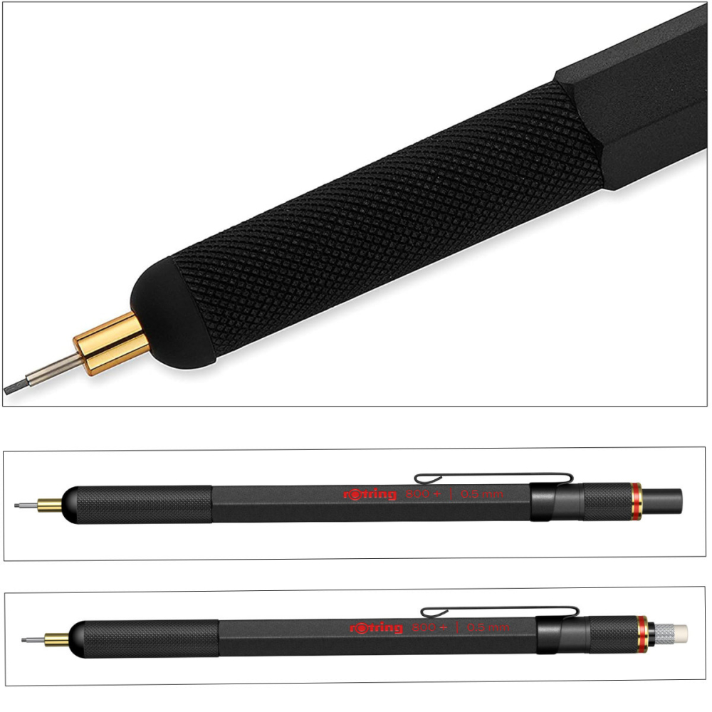 Creion Mecanic Profesional 0.5mm pentru Desen Tehnic, Scris si Utilizare pe Tableta, cu Accesorii Placate cu Aur 23K si Grip Randalinat [3]
