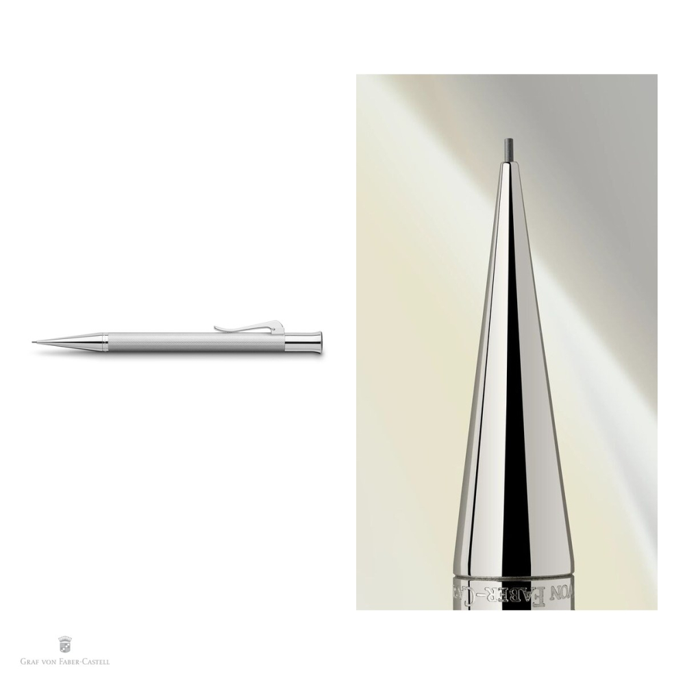 Creion mecanic rotativ Graf von Faber-Castell Guilloche Rhodium, mina 0.7 mm B, corp din metal placat cu rodiu [4]