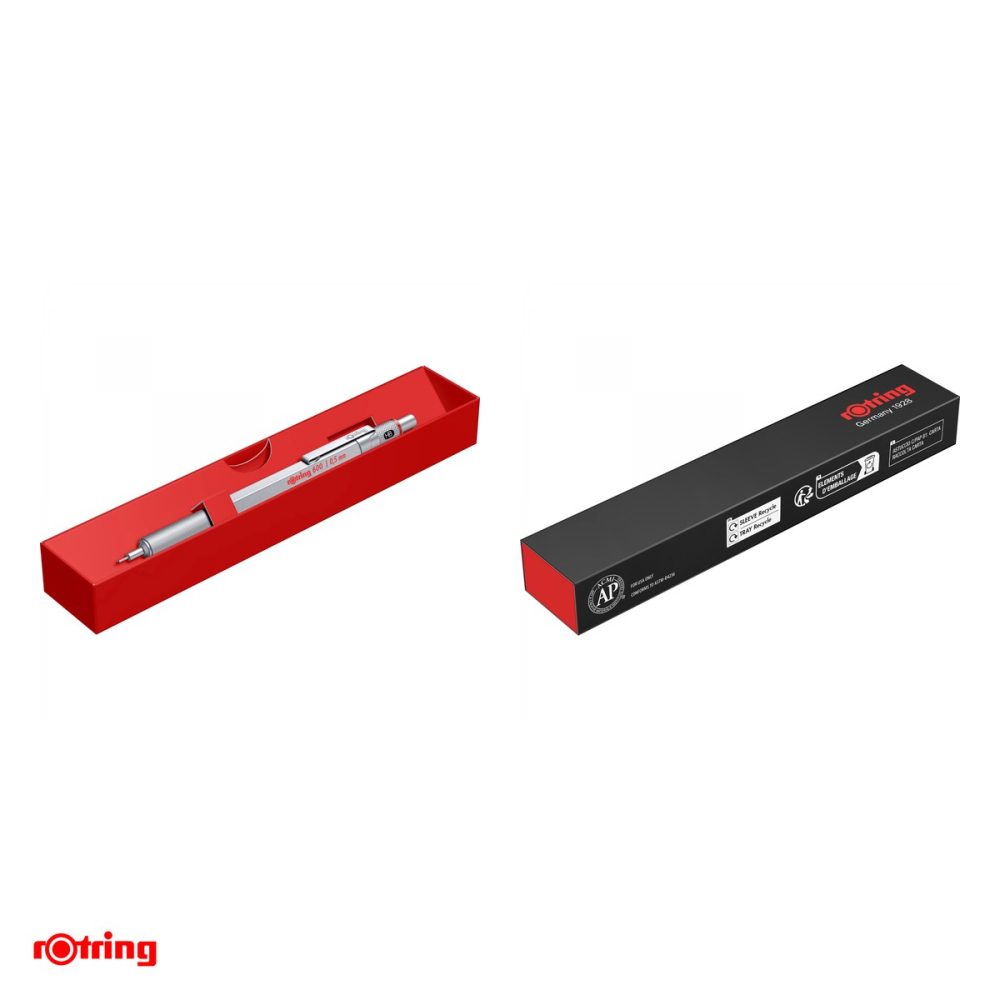 Creion mecanic Rotring 600, mina 0.5 mm, corp hexagonal din alama cromata, cu radiera, argintiu [4]