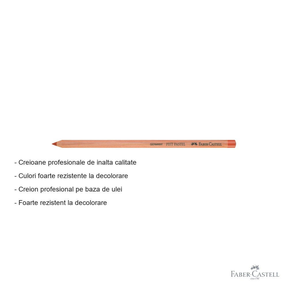 Creion pastel Faber-Castell Pitt, rosu sangvin, pe baza de ulei, pentru detalii fine si contururi [2]