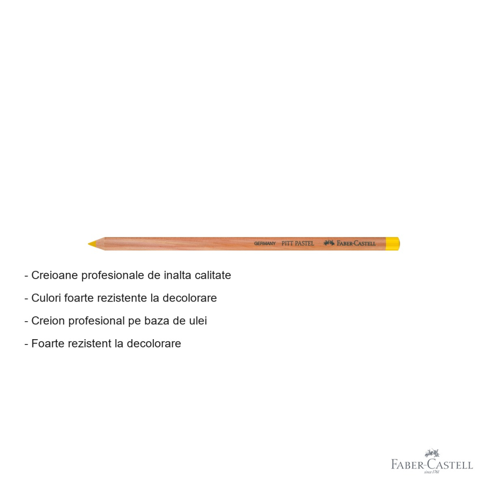 Creion pastel pe baza de ulei Faber-Castell Pitt, galben Napoli, pentru detalii fine si contururi [2]