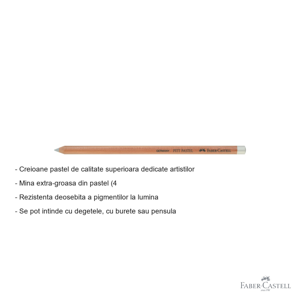 Creion pastel Pitt Faber-Castell, gri rece I, mina extra-groasa 4.3 mm, pentru artisti [2]