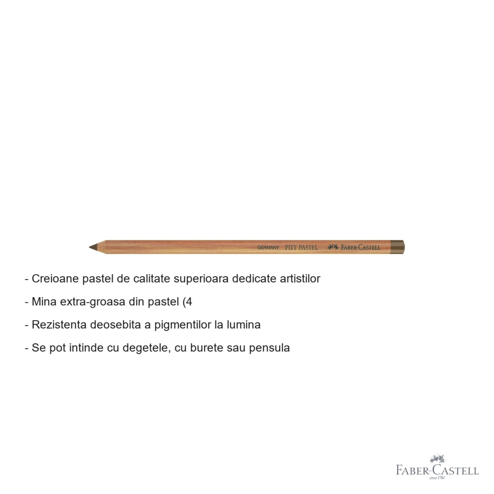 Creion pastel Pitt Faber-Castell, maro clar, mina extra-groasa 4.3 mm, pentru artisti [2]