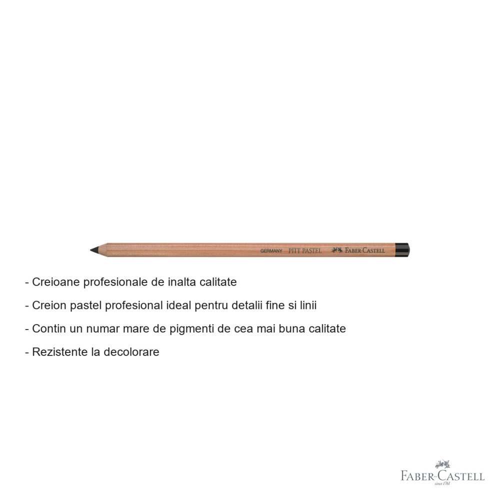 Creion pastel Pitt Faber-Castell negru, mina groasa 4.3 mm, pentru detalii fine si linii profesionale [2]