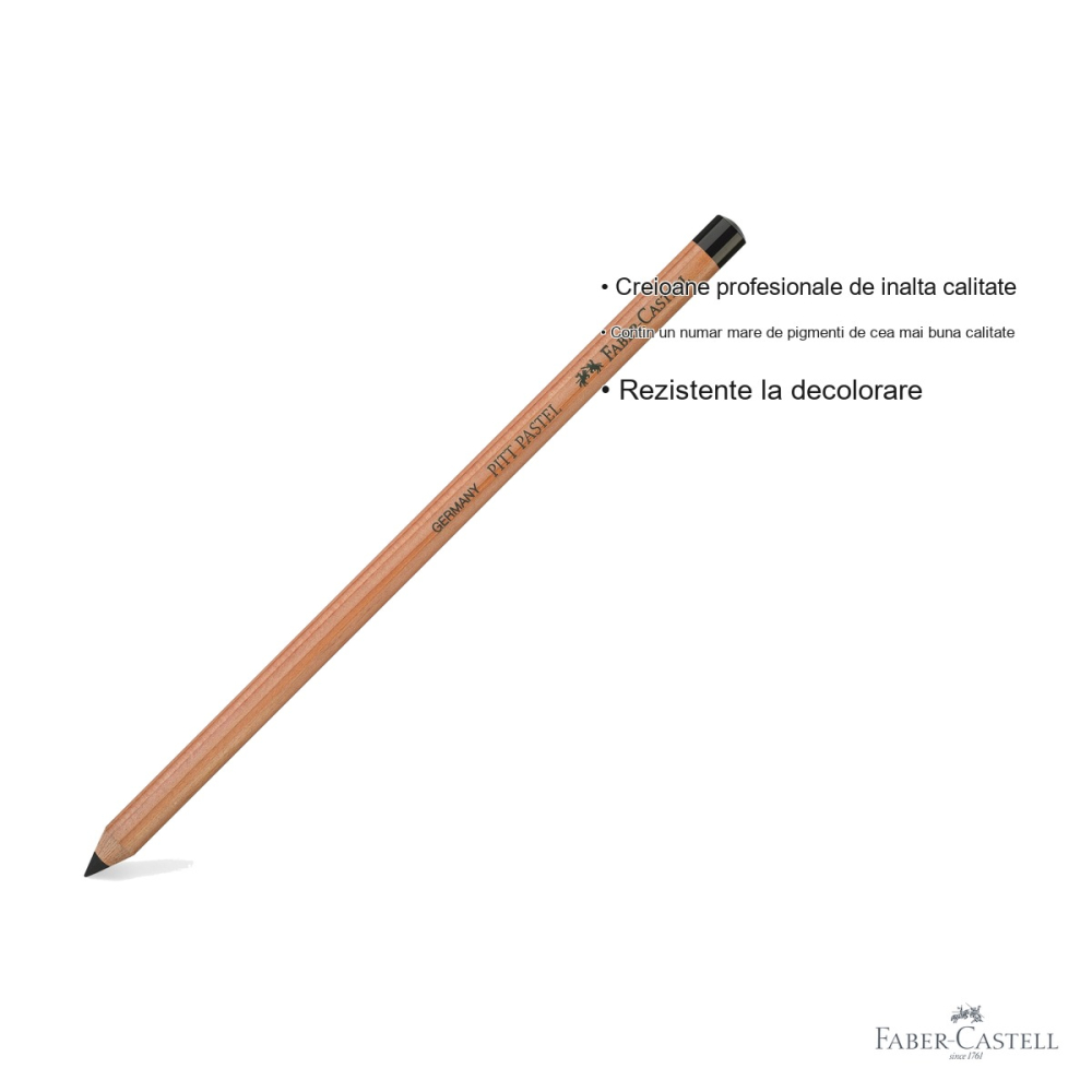 Creion pastel Pitt Faber-Castell negru, mina groasa 4.3 mm, pentru detalii fine si linii profesionale [3]