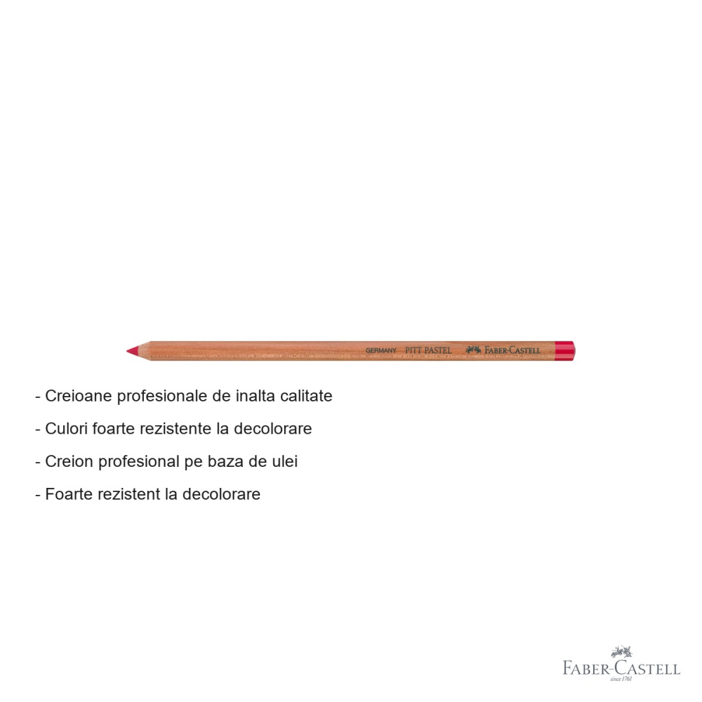 Creion pastel Pitt Faber-Castell, roz carmin, pe baza de ulei, pentru contururi si detalii fine [2]