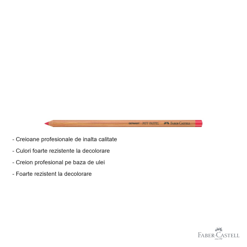 Creion pastel Pitt Faber-Castell, roz carmin, pe baza de ulei, pentru detalii fine si contururi [2]