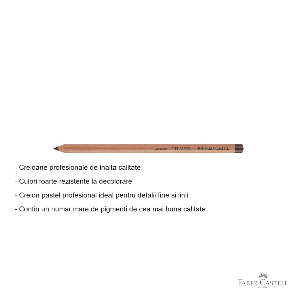 Creion pastel Pitt Faber-Castell, sepia deschis, mina groasa 4.3 mm, pentru detalii fine si linii artistice [2]