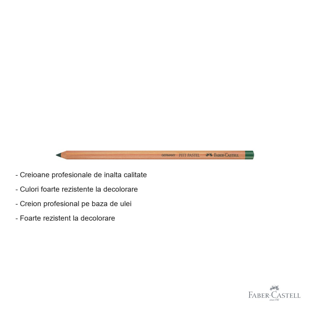 Creion pastel Pitt Faber-Castell, verde ienupar, pe baza de ulei, pentru detalii fine si contururi [2]