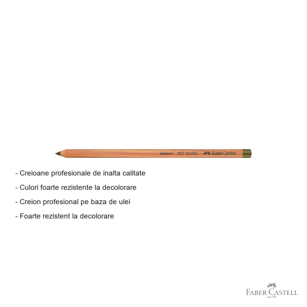 Creion pastel Pitt Faber-Castell, verde olive galbui, pe baza de ulei, pentru detalii fine si contururi [2]