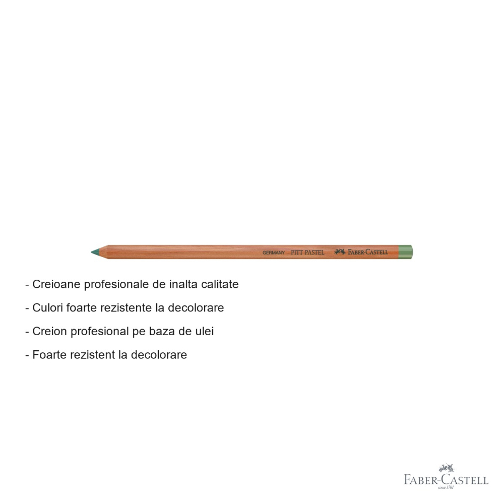 Creion pastel Pitt Faber-Castell, verde pamantiu, pe baza de ulei, pentru detalii fine si contururi [2]