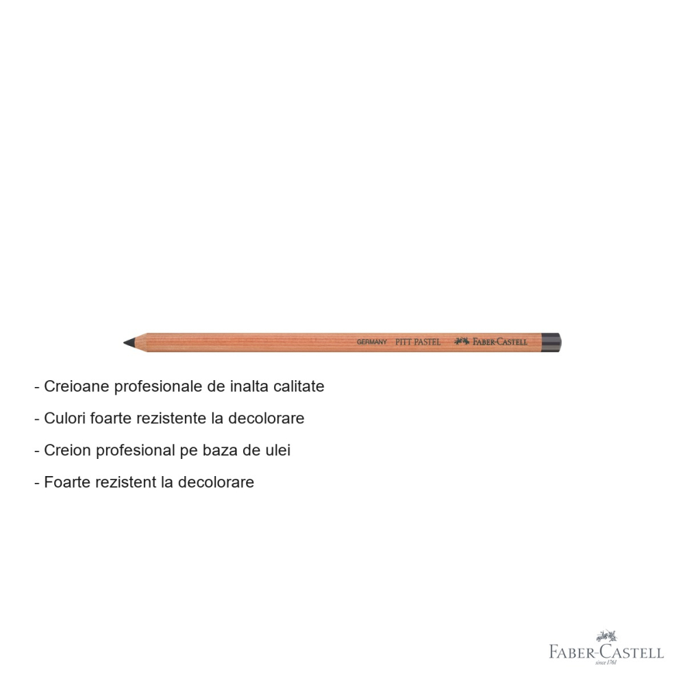 Creion pastel profesional Faber-Castell Pitt, culoare gri Payne, pe baza de ulei, pentru detalii fine si contururi [2]