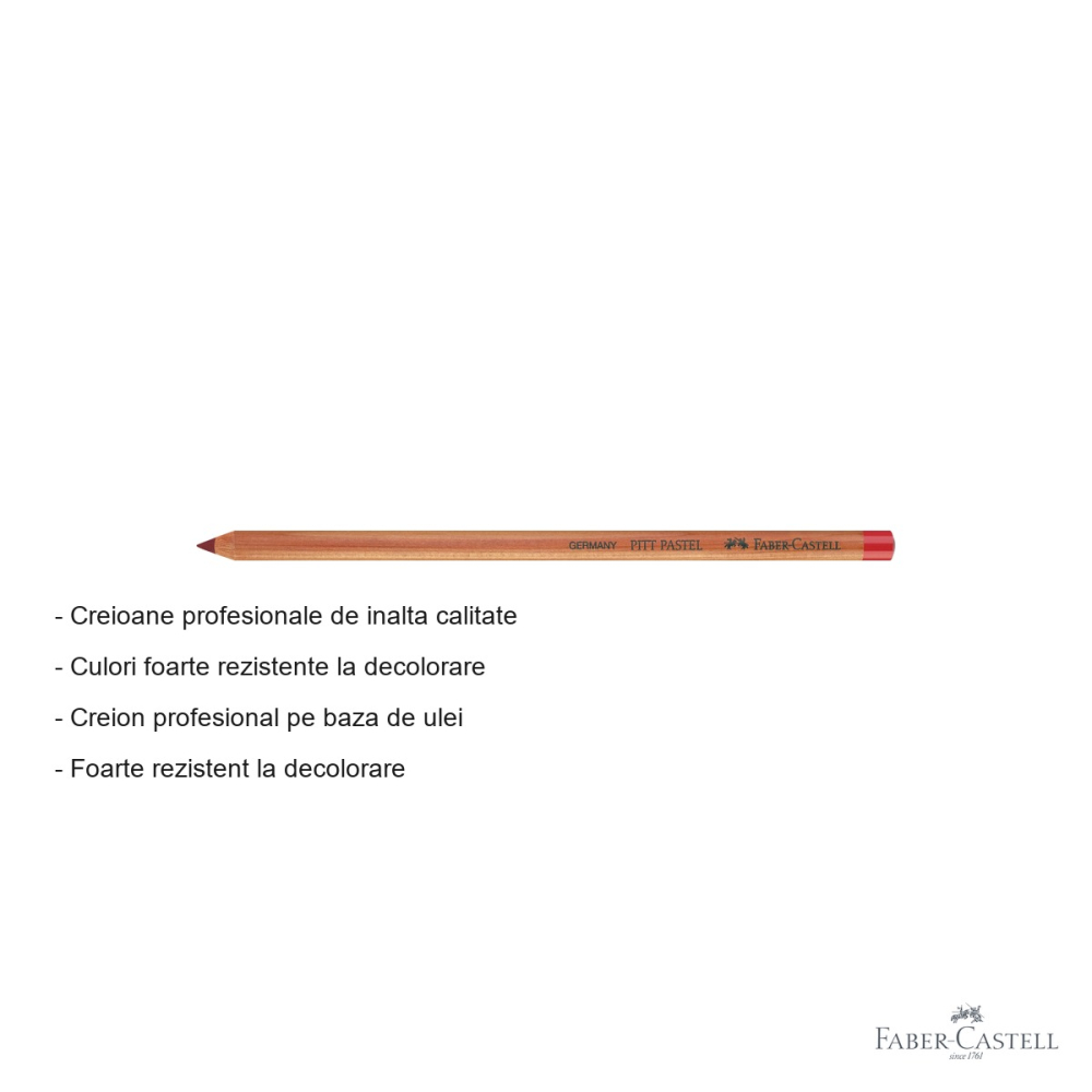 Creion pastel uleios Faber-Castell Pitt, rosu inchis, pentru contururi si detalii fine [2]