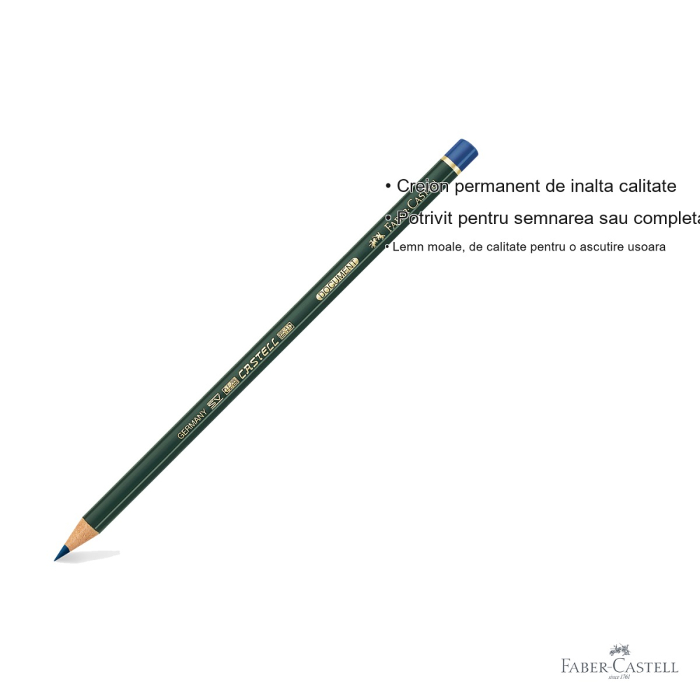 Creion permanent albastru Faber-Castell Castell Document 9609, ideal pentru semnarea documentelor oficiale [3]