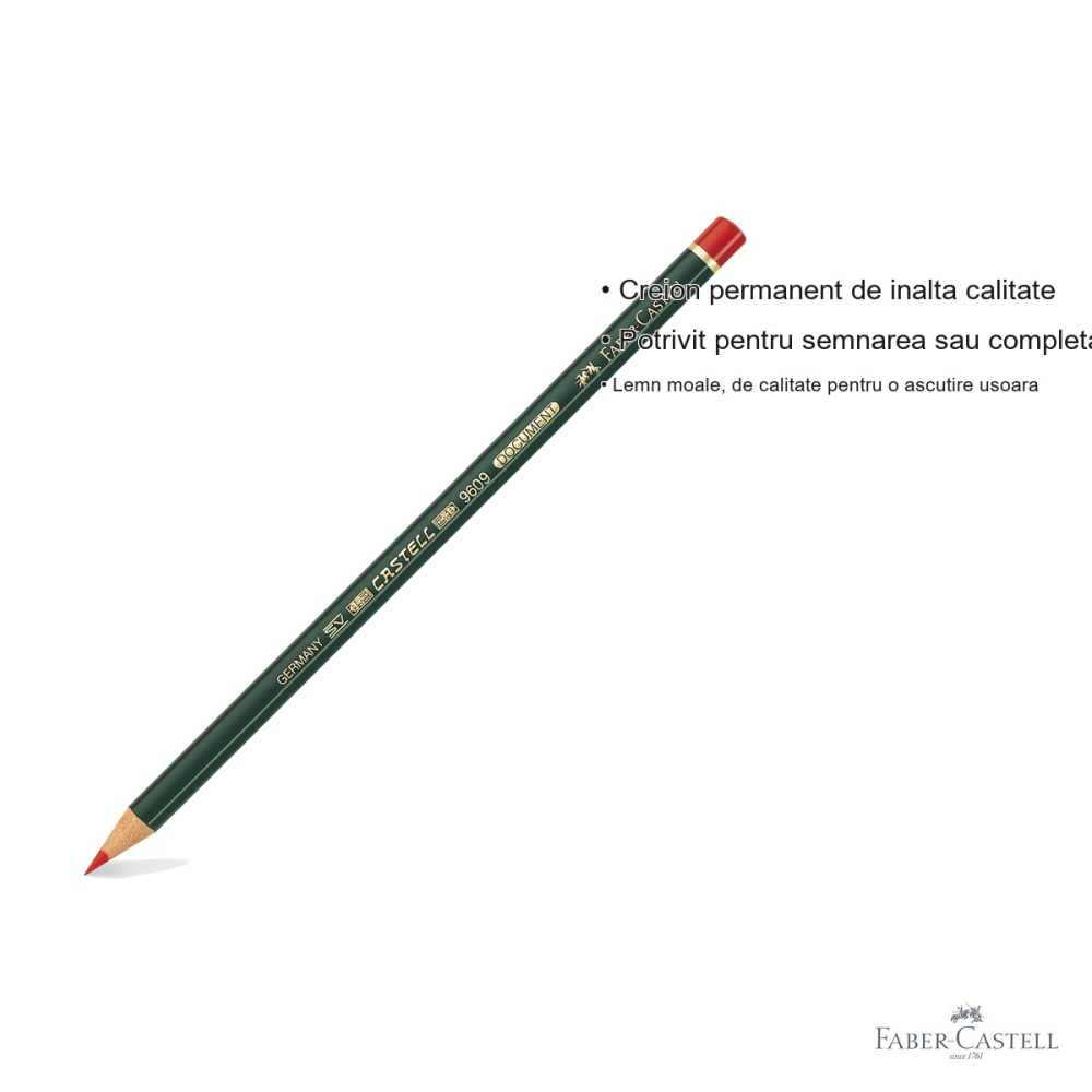 Creion permanent rosu Faber-Castell Castell Document 9609, pentru semnarea documentelor importante [3]