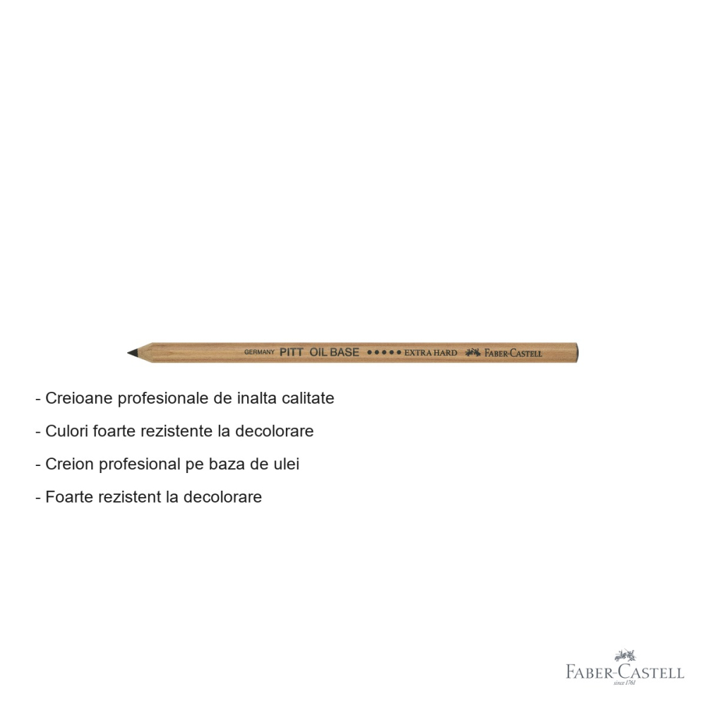 Creion ulei pastel Faber-Castell Pitt, negru extra dur, pentru contururi si detalii fine [2]