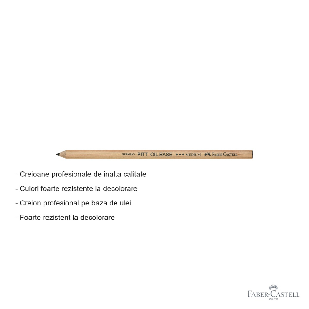 Creion ulei pastel Faber-Castell Pitt, negru mediu, pentru contururi si detalii fine [2]