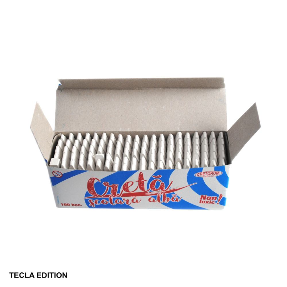 Creta scolara alba Tecla Edition, cutie 100 bucati, pentru tabla neagra sau verde [4]
