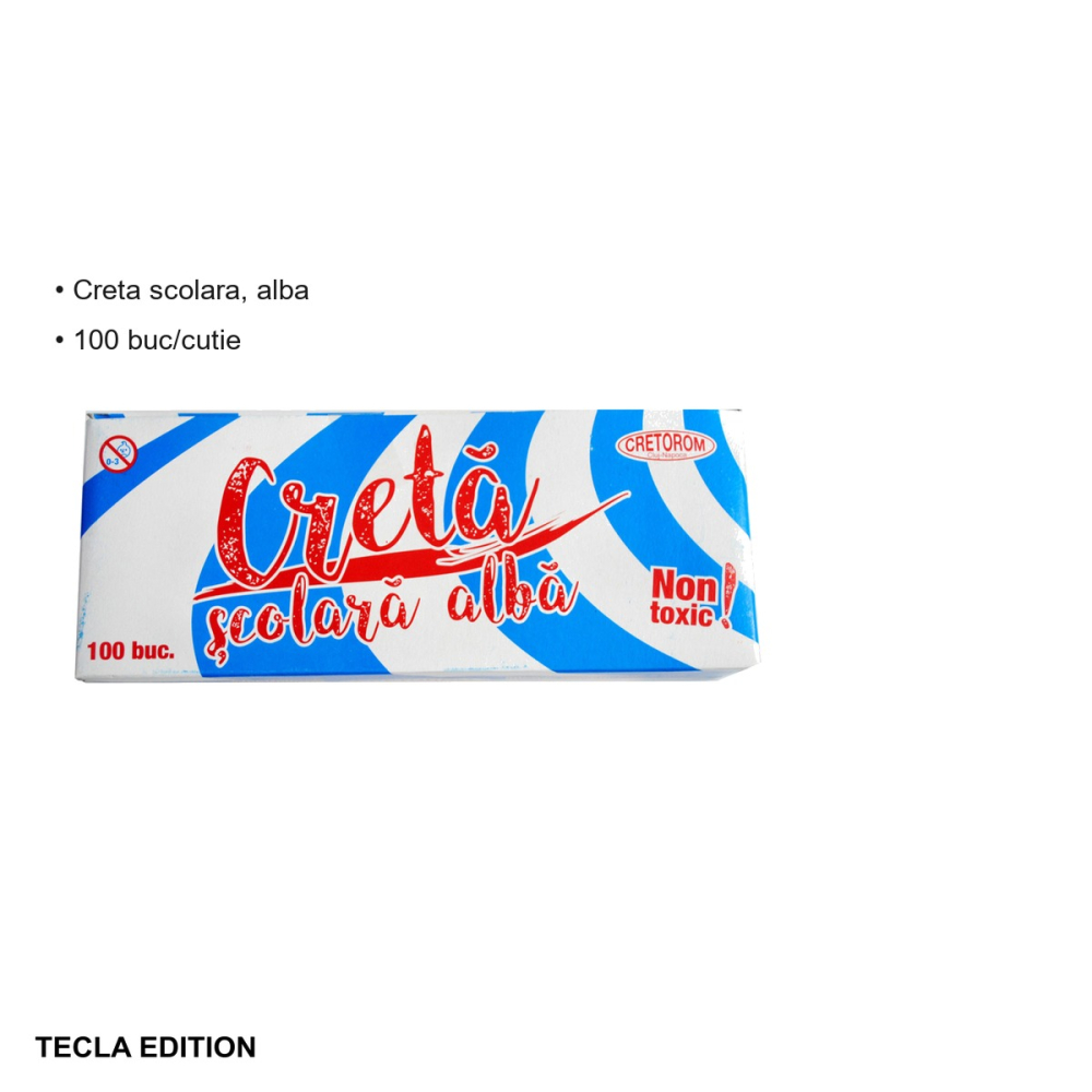 Creta scolara alba Tecla Edition, cutie 100 bucati, pentru tabla neagra sau verde [3]