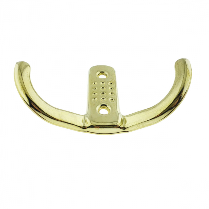 Cuier din metal pentru mobila sau perete, cu 2 agatatori de 2 cm, MOB-65145, 2 orificii de montare, dimensiuni 85 x 57 x 30 mm, auriu [5]