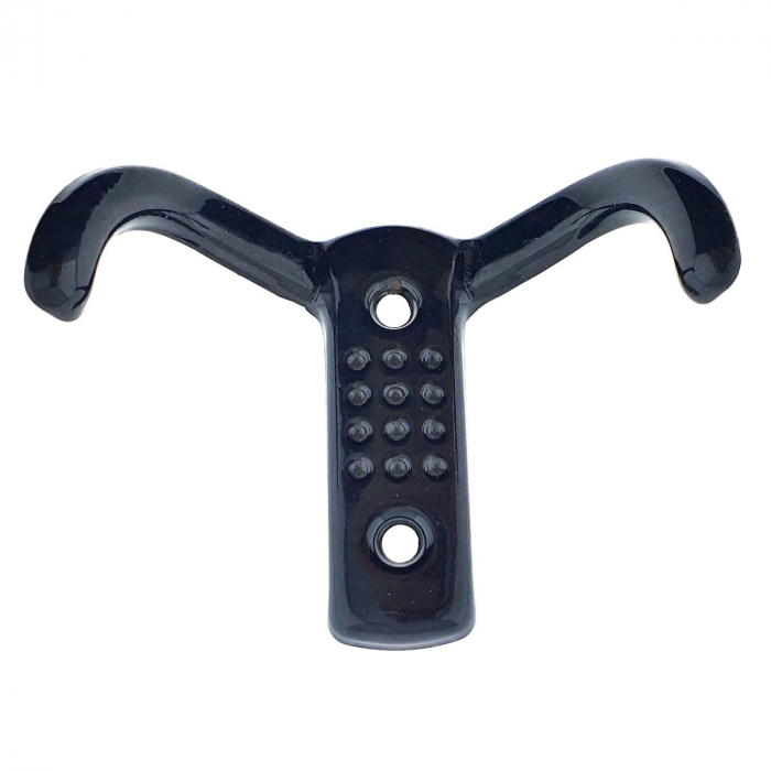 Cuier din metal pentru mobila sau perete, cu 2 agatatori de 2 cm, MOB-65285, 2 orificii de montare, dimensiuni 85 x 57 x 30 mm, negru [3]