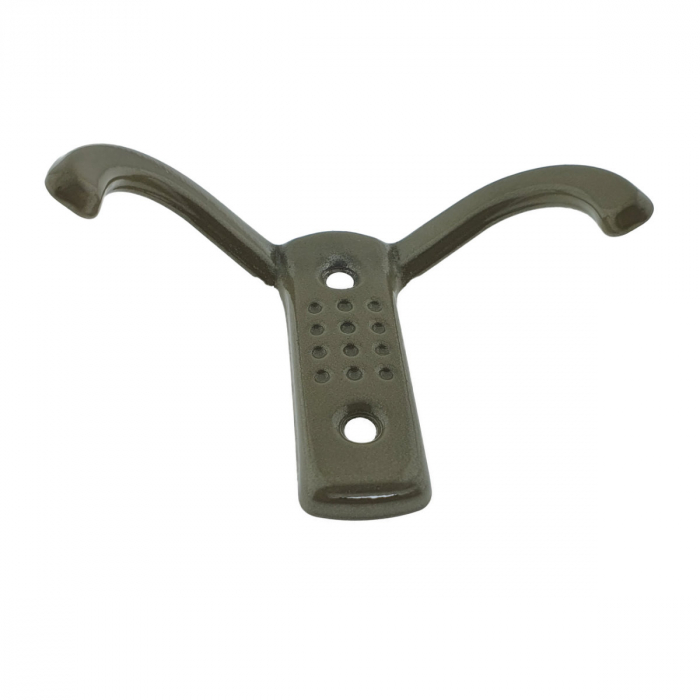 Cuier din metal pentru mobila sau perete, cu 2 agatatori de 2 cm, MOB-65647, 2 orificii de montare, dimensiuni 85 x 57 x 30 mm, bej [3]