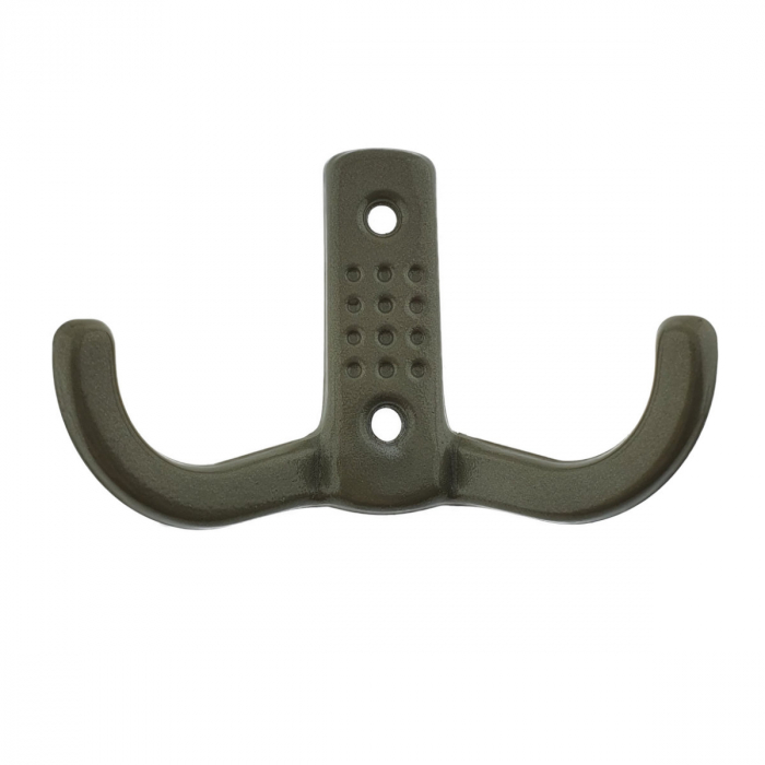 Cuier din metal pentru mobila sau perete, cu 2 agatatori de 2 cm, MOB-65647, 2 orificii de montare, dimensiuni 85 x 57 x 30 mm, bej [1]