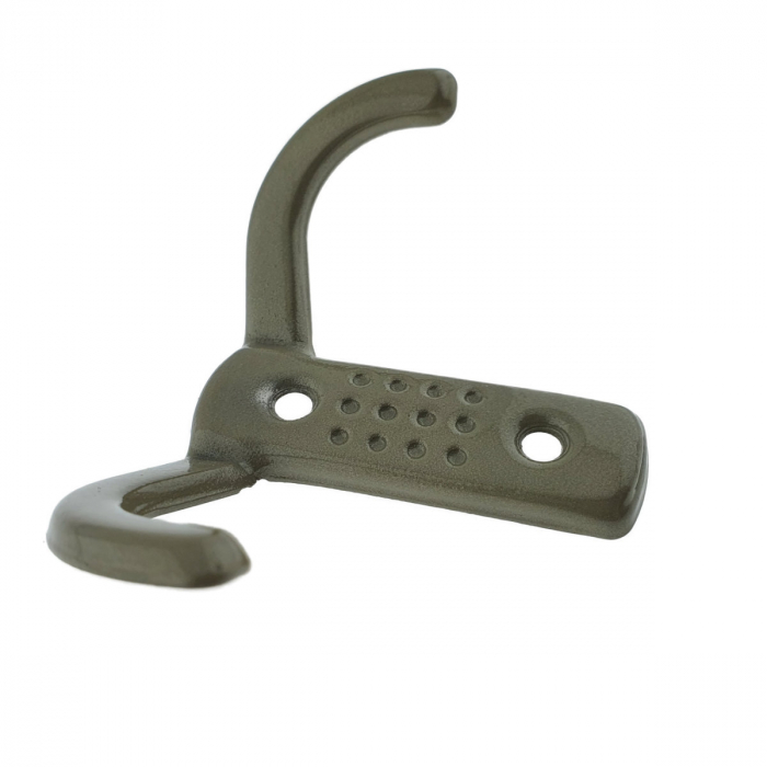 Cuier din metal pentru mobila sau perete, cu 2 agatatori de 2 cm, MOB-65647, 2 orificii de montare, dimensiuni 85 x 57 x 30 mm, bej [2]