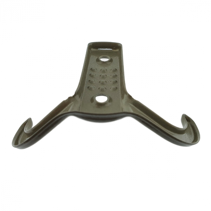 Cuier din metal pentru mobila sau perete, cu 2 agatatori de 2 cm, MOB-65647, 2 orificii de montare, dimensiuni 85 x 57 x 30 mm, bej [4]
