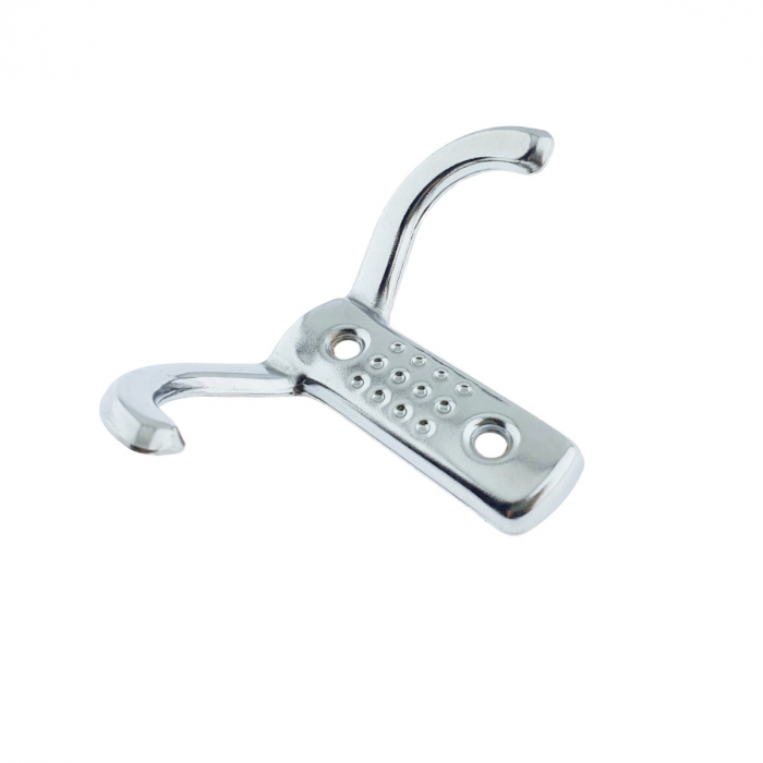 Cuier din metal pentru mobila sau perete, cu 2 agatatori de 2 cm, MOB-66895, 2 orificii de montare, dimensiuni 85 x 57 x 30 mm, crom lucios [3]