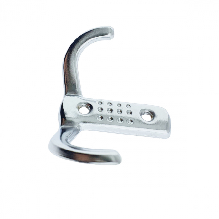 Cuier din metal pentru mobila sau perete, cu 2 agatatori de 2 cm, MOB-66895, 2 orificii de montare, dimensiuni 85 x 57 x 30 mm, crom lucios [6]