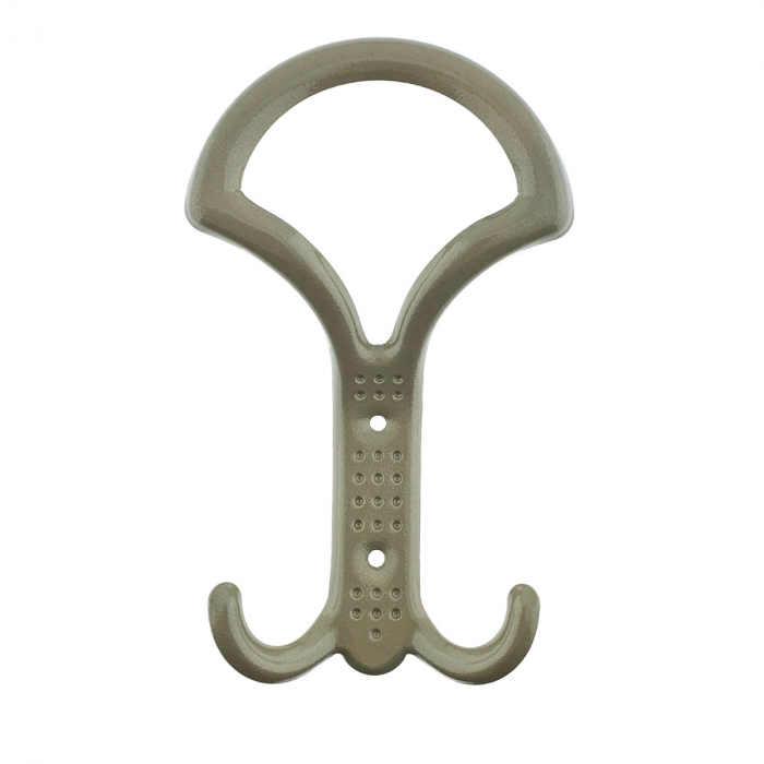 Cuier din metal pentru mobila sau perete, cu 3 agatatori, MOB-65501, 2 orificii de montare, dimensiuni 160 x 92 x 40 mm, bej [1]