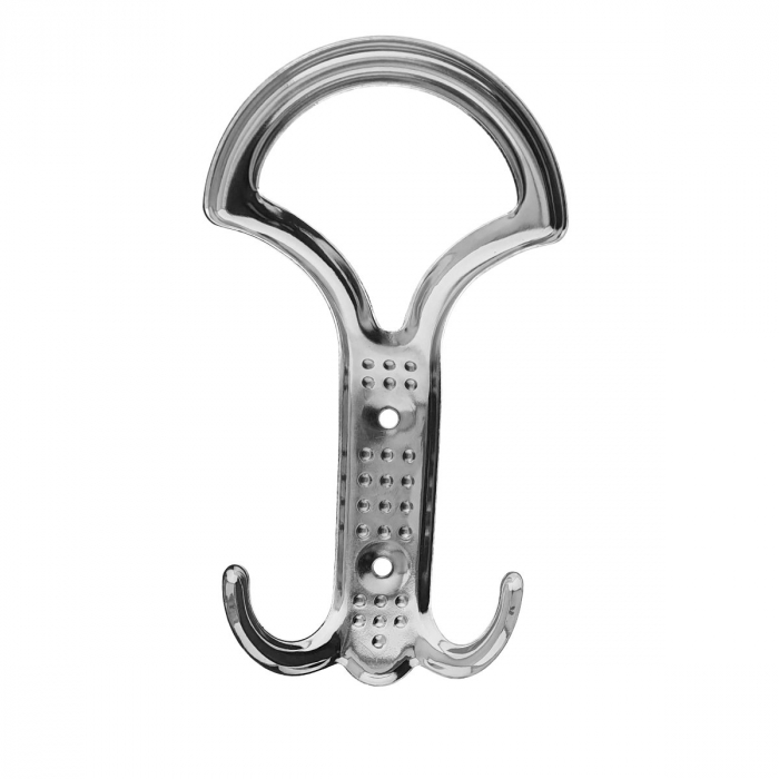 Cuier din metal pentru mobila sau perete, cu 3 agatatori, MOB-65957, 2 orificii de montare, dimensiuni 160 x 90 x 30 mm, crom lucios [6]