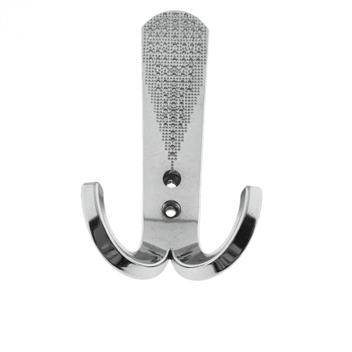 Cuier din metal pentru mobila sau perete, cu 3 agatatori, MOB-66908, 2 orificii de montare, dimensiuni 130 x 60 x 40 mm, crom lucios [3]