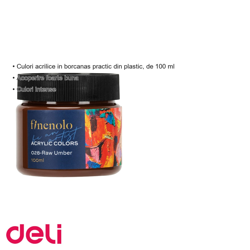 Culoare acrilica Deli Finenolo maro ars 100ml, acoperire intensa, pentru pictura si proiecte creative [3]