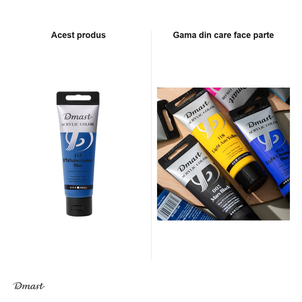 Culoare acrilica Dmast by Pebeo, 75 ml, albastru phtalat 413 [5]