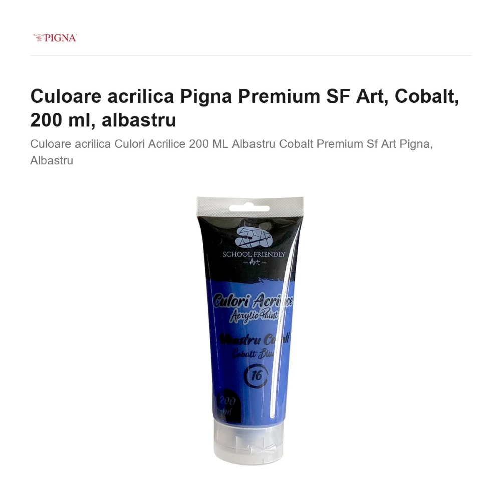 Culoare acrilica Pigna Premium SF Art, 200 ml cobalt, albastru [2]