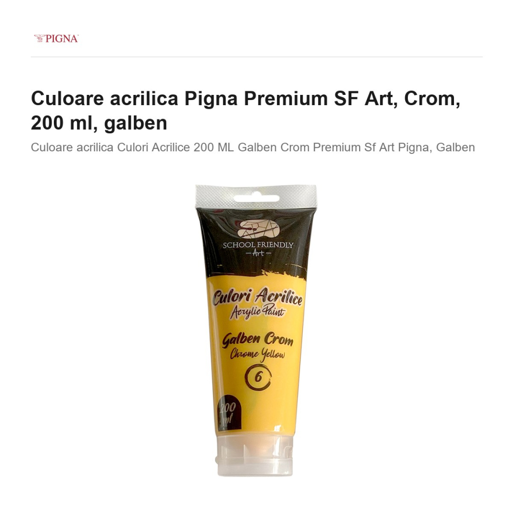 Culoare acrilica Pigna Premium SF Art, 200 ml crom, galben [2]