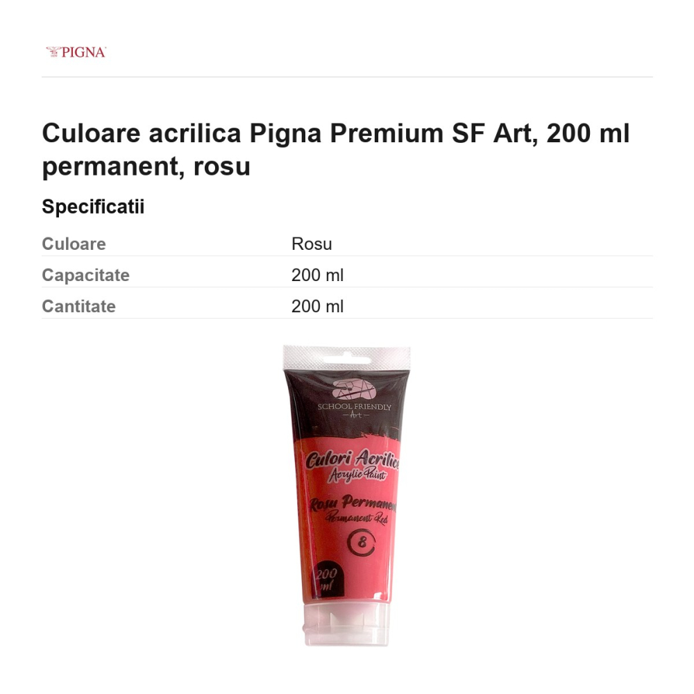 Culoare acrilica Pigna Premium SF Art, 200 ml permanent, rosu [3]