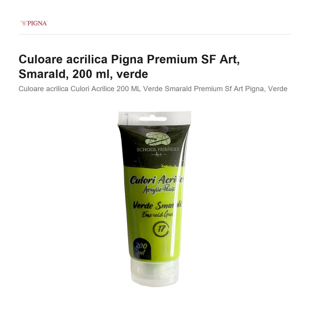 Culoare acrilica Pigna Premium SF Art, 200 ml smarald, verde [2]