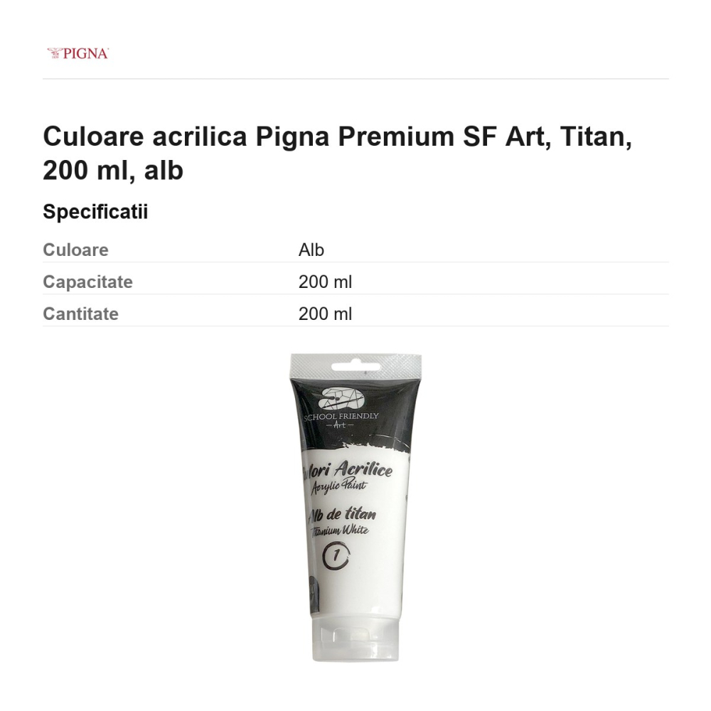 Culoare acrilica Pigna Premium SF Art, 200 ml titan, alb [3]